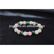 De alta calidad Piedra Natural Cuarzo Rosa Con Malaquita Pulsera